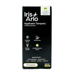 Iris + Arlo 100% Organic Cotton Tampons With Cardboard Applicator Super, 14 Pack