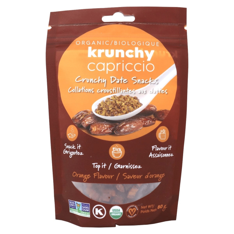 Krunchy Capriccio Organic Crunchy Date Snacks Orange, 80g