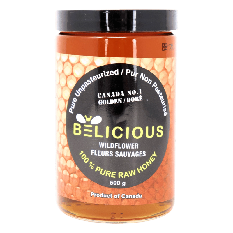 Belicious 100% Pure Raw Unpasteurized Honey Wildflower, 500g