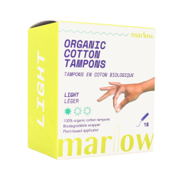 Marlow Organic Cotton Tampons Light, 18 Pack