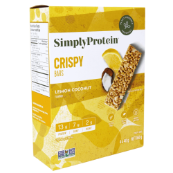 Simply Protein Gluten Free Crispy Snack Bars Lemon Coconut, 4 Pack