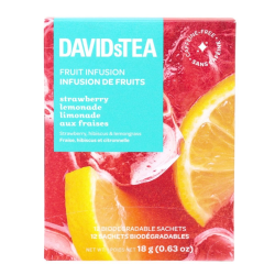 DAVIDsTEA Fruit Infusion Tea Strawberry Lemonade, 12 Sachets