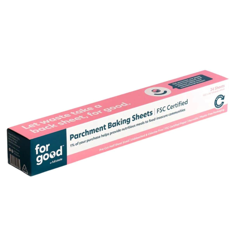 For Good By Full Circle Unbleached Pre-Cut Parchment Baking Sheets, 24 Sheets