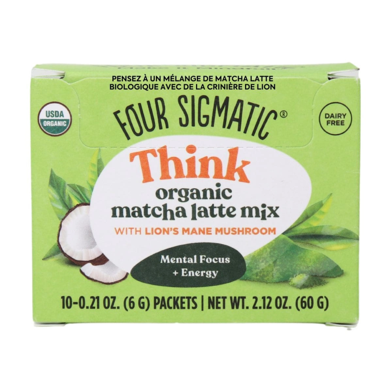 Four Sigmatic Focus Organic Matcha Latte Mix With Lion's Mane, 6 Packets